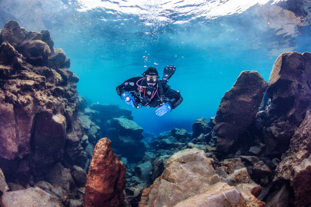 Kafari í Davíðsgjá á Þingvöllum